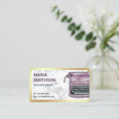Antieke Paarse Schrijfmachine QR-code Schrijver Au Visitekaartje (Staand voorkant)