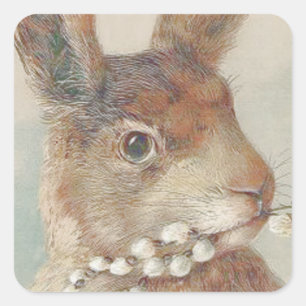 Antieke Paashaas Konijn Vierkante Sticker