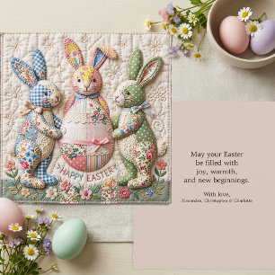 Antieke Paashaas Nep Patchwork Dekbedprint Feestdagenkaart