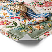 Antieke Paashaas Nep Patchwork Dekbedprint Poster (Hoek)