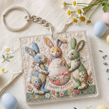 Antieke Paashaas Nep Patchwork Dekbedprint