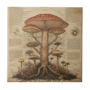 Antieke Paddenstoel Botanische Grafiek (9) Tegeltje