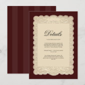 Antieke Papieren Kant Bruids Uitnodiging Informatiekaartje (Voorkant / Achterkant)