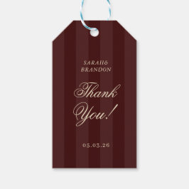 Antieke Papieren Kant Burgundy Bruiloft Cadeaulabel