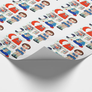 Antieke papieren pop. Schattige papieren uitsnede Cadeaupapier