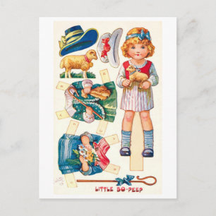 Antieke papieren poppenansichtkaart--Klein Bo-Peep Briefkaart