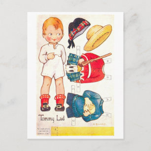 Antieke papieren poppenansichtkaart--Tommy-jongen Briefkaart