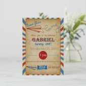 Antieke papieren vliegtuig verjaardagsuitnodiging kaart (Staand voorkant)