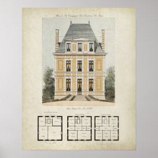 Antieke Parijs Frankrijk Architectuur Tekening nr. Poster