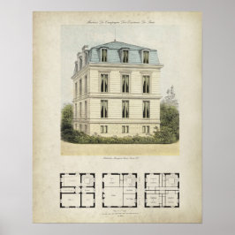 Antieke Parijs Frankrijk Architectuur Tekening nr. Poster