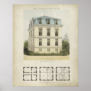 Antieke Parijs Frankrijk Architectuur Tekening nr. Poster