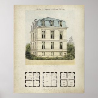 Antieke Parijs Frankrijk Architectuur Tekening nr. Poster
