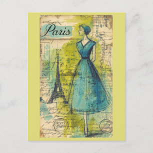 Antieke Parijs Frankrijk Eiffeltoren Franse Mode Briefkaart