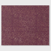 Antieke Paris Bordeaux en Gouden Kalligrafie Cadeaupapier (Vlak)