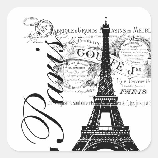 Antieke Paris & Eiffeltoren Label (Voorkant)