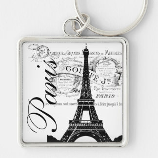 Antieke Paris & Eiffeltoren Label Sleutelhanger