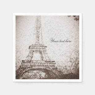 Antieke Paris Eiffeltoren & Rozen Chic Elegant Servetten
