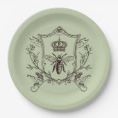 Antieke Paris Imker Franse Kroon Bij Koningin Papieren Bordje (Voorkant)