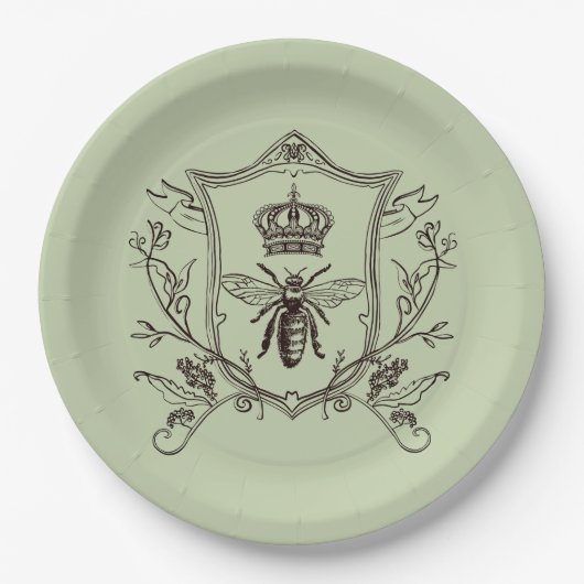 Antieke Paris Imker Franse Kroon Bij Koningin Papieren Bordje (Voorkant)