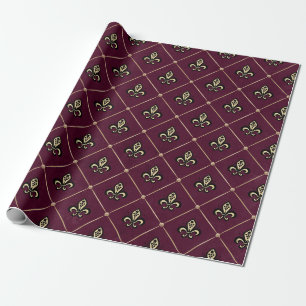 Antieke Paris Roze en Goud Fleur de Lis Cadeaupapier