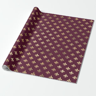 Antieke Paris Roze Rood en Goud Fleur de Lis Cadeaupapier