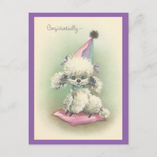 Antieke Party Poodle Uitnodiging Briefkaart