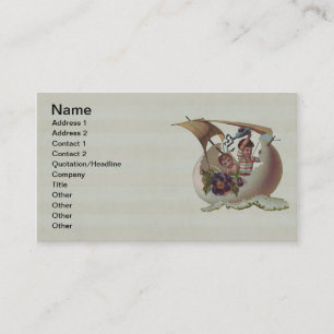 Antieke Pasen Kaart Zeilend Ei Kinderen Visitekaartje