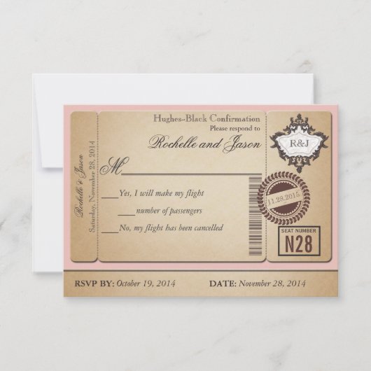 Antieke paspoort ticket RSVP Kaartje (Voorkant)