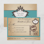 Antieke paspoort ticket RSVP Kaartje (Voorkant / Achterkant)