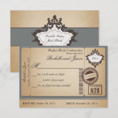 Antieke Paspoort Ticket RSVP Kaartje (Voorkant / Achterkant)