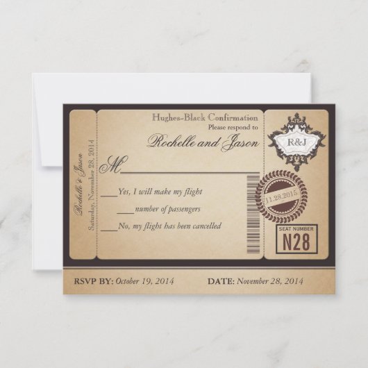 Antieke paspoort ticket RSVP Kaartje (Voorkant)