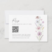 Antieke Pastel Wilde Bloem QR Code Trouw RSVP Kaartje (Voorkant)