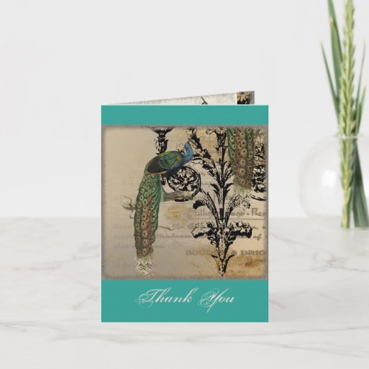 Antieke Pauw 6 muzieknoten kandelaar krulmodel Bedankkaart (Voorkant)