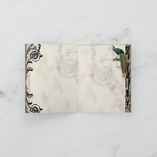 Antieke Pauw 6 muzieknoten kandelaar krulmodel Bedankkaart (Binnen)