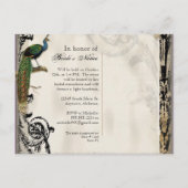 Antieke Pauw 6 muzieknoten kandelaar krulwerk Uitnodiging Briefkaart (Achterkant)