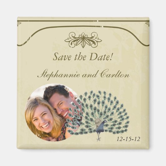 Antieke Pauw Huwelijksaankondiging Magneet (Voorkant)