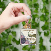 Antieke Pauw Nawwe Frambozen Damast Sleutelhanger (Hand)