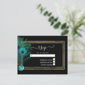 Antieke Pauw RSVP Kaart (Staand voorkant)
