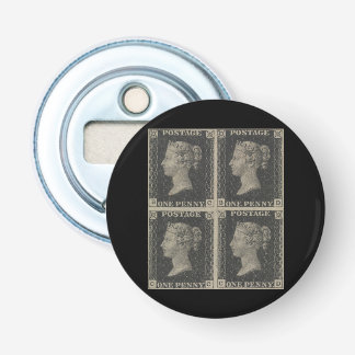 Antieke Penny Black Postzegel Badge Flesopener Button Flesopener
