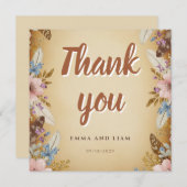 Antieke Pergament en Bloem Bruiloft Bedankt (Voorkant / Achterkant)