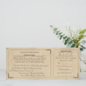 Antieke Pergament Ticket Trouwuitnodiging en RSVP Kaart (Staand voorkant)