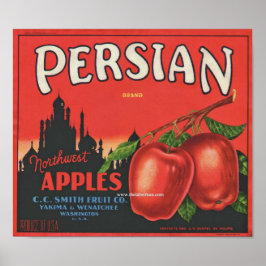 Antieke Perzische merk Noordwest Appels Fruit Labe Poster