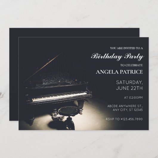 Antieke piano verjaardag kaart (Voorkant / Achterkant)