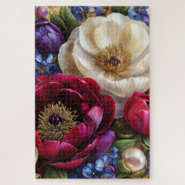 Antieke Pioen Bloem Botanische Legpuzzel