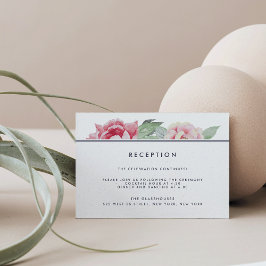 Antieke Pioen Huwelijksreceptiekaart Informatiekaartje