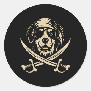 Antieke Piraat Berner Sennenhond Kruisbeenderen Ho Ronde Sticker