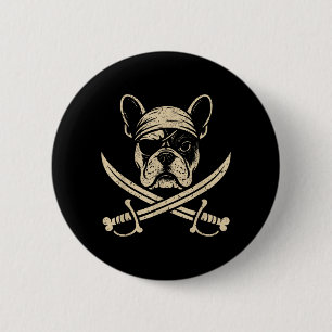 Antieke Piraat Franse Bulldog Kruisbeenderen Hond  Ronde Button 5,7 Cm