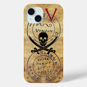 ANTIEKE PIRATEN SCHATKAART, SCHEDEL EN ZWAARDEN iPhone 15 CASE
