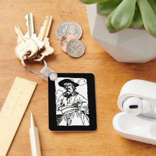 Antieke Piraten Schets van een Kapitein door Howar Sleutelhanger