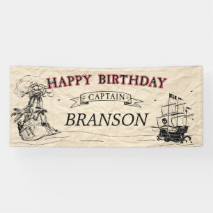 Antieke Piratenschatkaart Gelukkige Verjaardag Spandoek